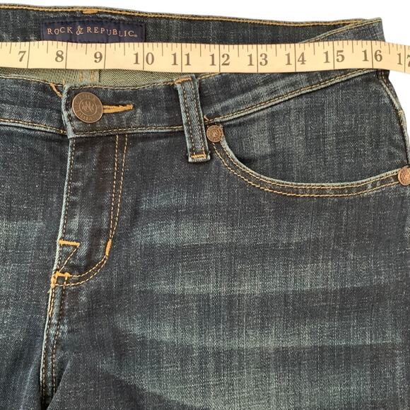 Rock & Republic Jeans Women Size 8 Emo Skinny Straight Embossed Mid-Rise Stretch - Picture 7 of 9